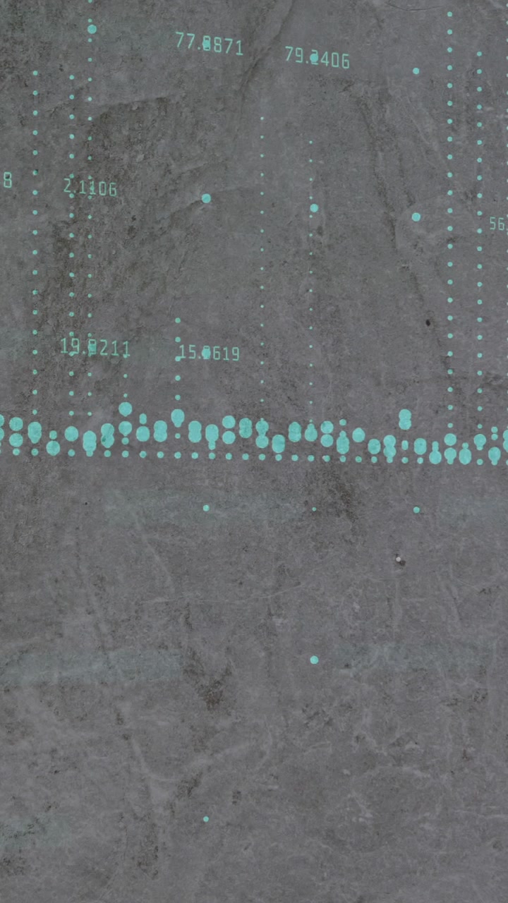 Animation of financial data processing on grey background