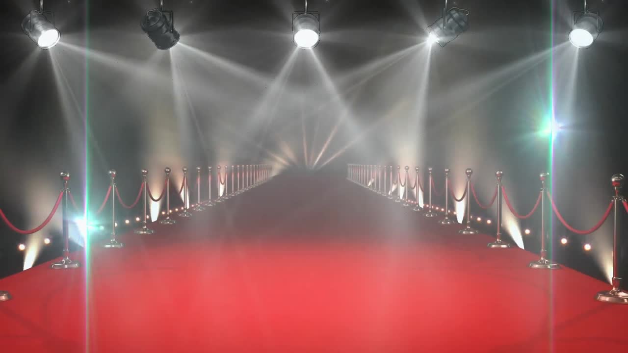 animación de luces rosadas brillantes en movimiento sobre partículas brillantes en movimiento de focos.