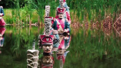 Army-of-Napoleon-Bonaparte-crossing-river-in-theme-park-of-Drunen