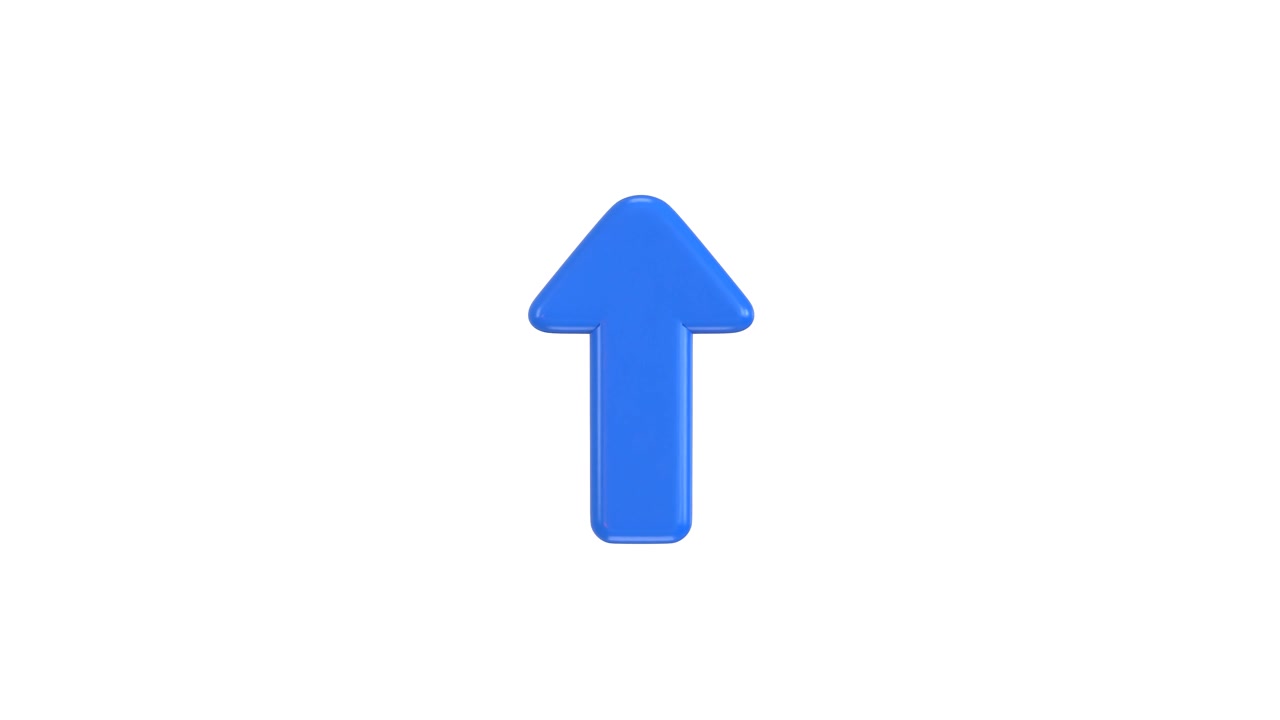 Animated Blue 3D Arrow Pointing Upwards on White Background