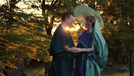 couple in historical costumes