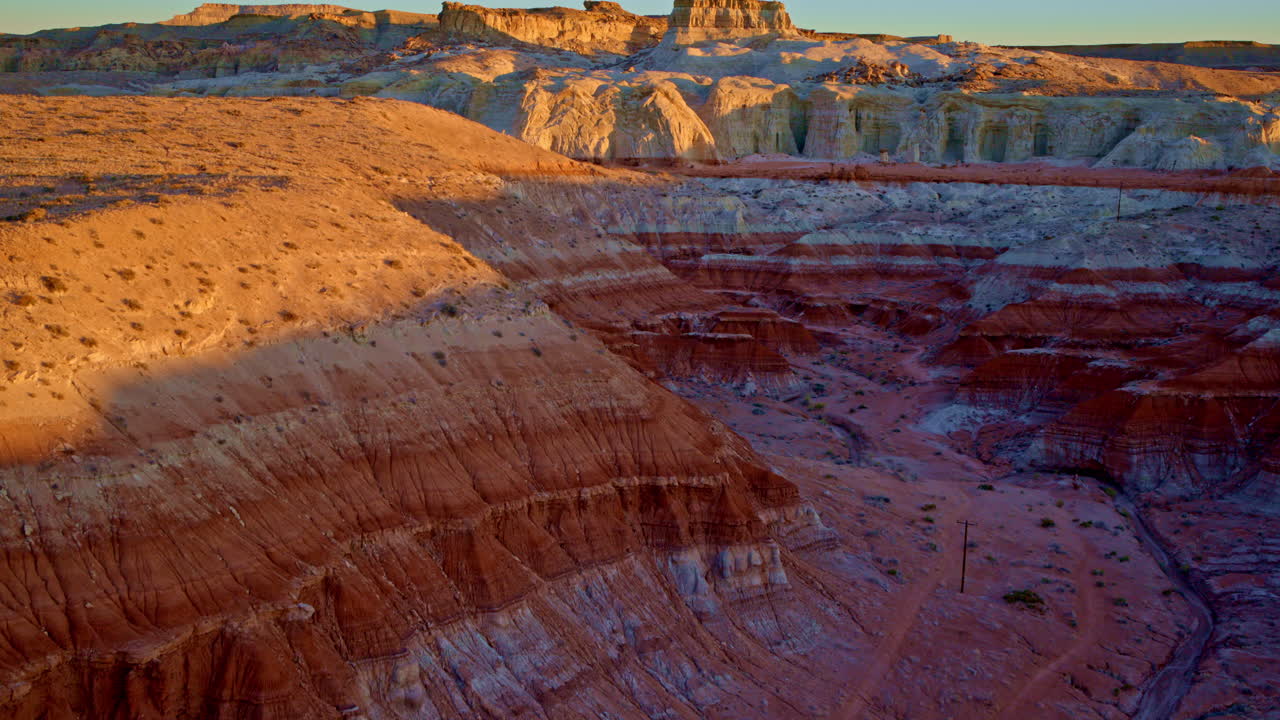 High-flying drone captures the strange beauty of the toadstool hoodoos’ colored stone towers.