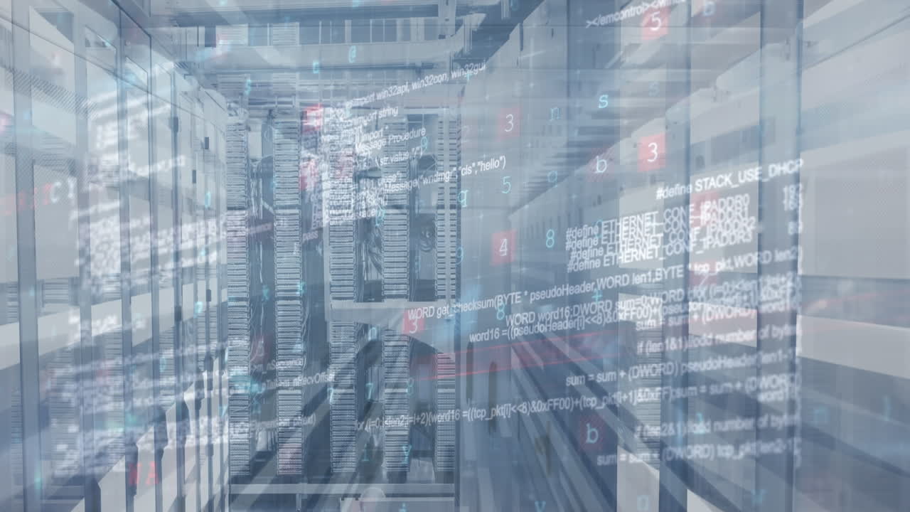 Animation of data processing over server room