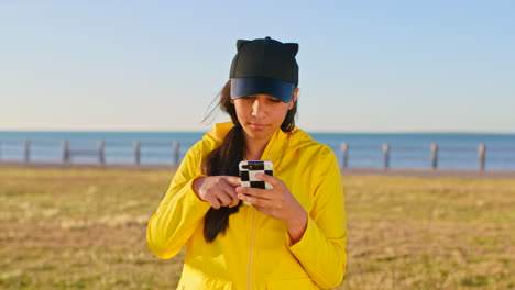 woman, phone and laugh for social media