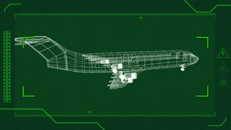 animation of 3d technical drawing of model of aeroplane