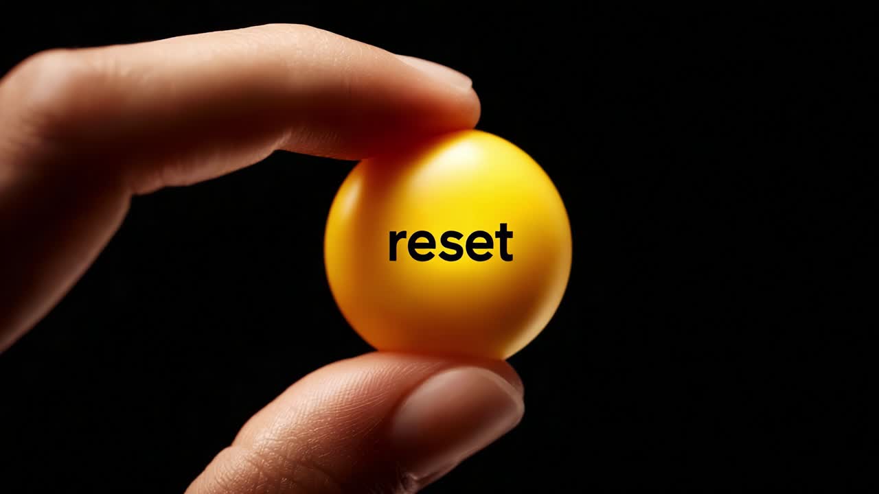 A Close-Up View of a Hand Holding a Bright Yellow Ball with the Word Reset Clearly Displayed, Symbolizing Fresh Starts, New Beginnings, and Opportunities for Change in Life