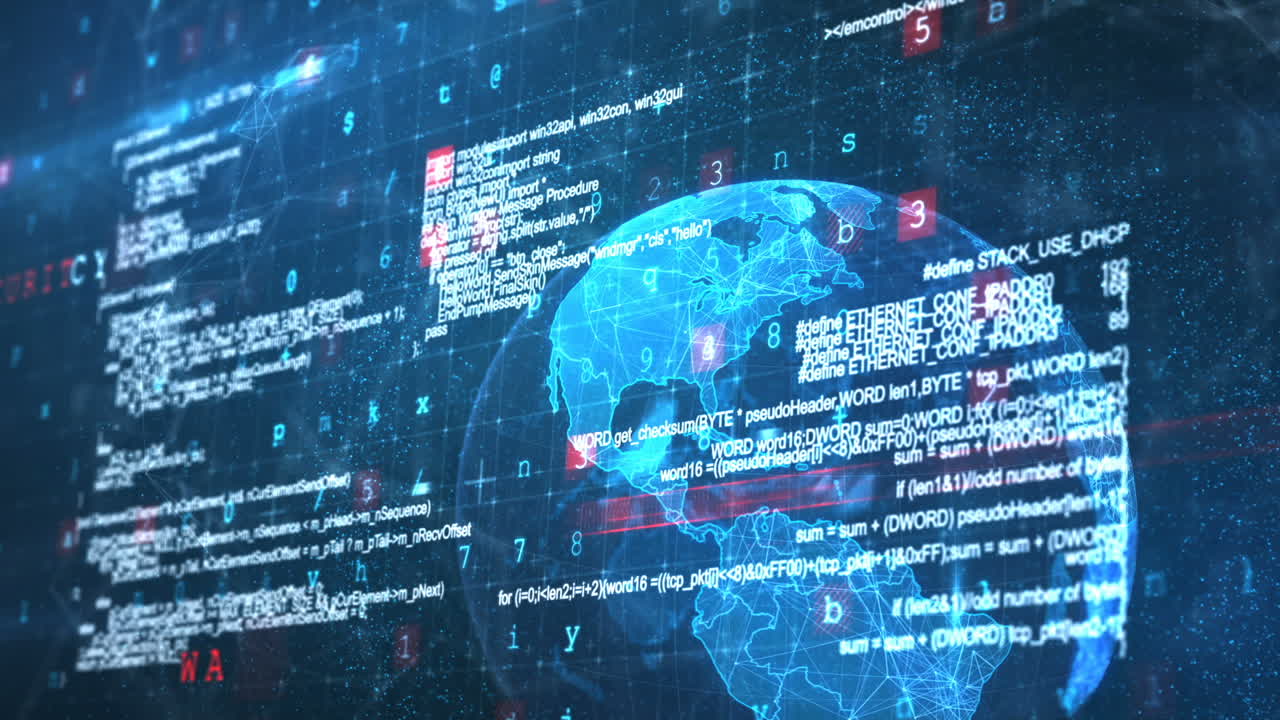 Interface screen with globe 4k