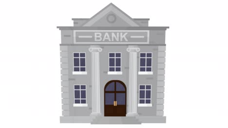 bank building. animation of a bank with a bank armored truck. cartoon