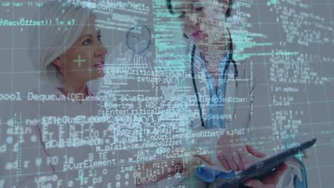 animación del procesamiento de datos y el mundo sobre diversos médicos