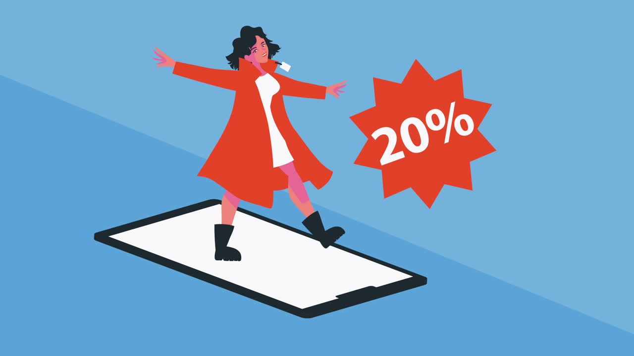 여성 구매자 전자 상거래 시장 애니메이션