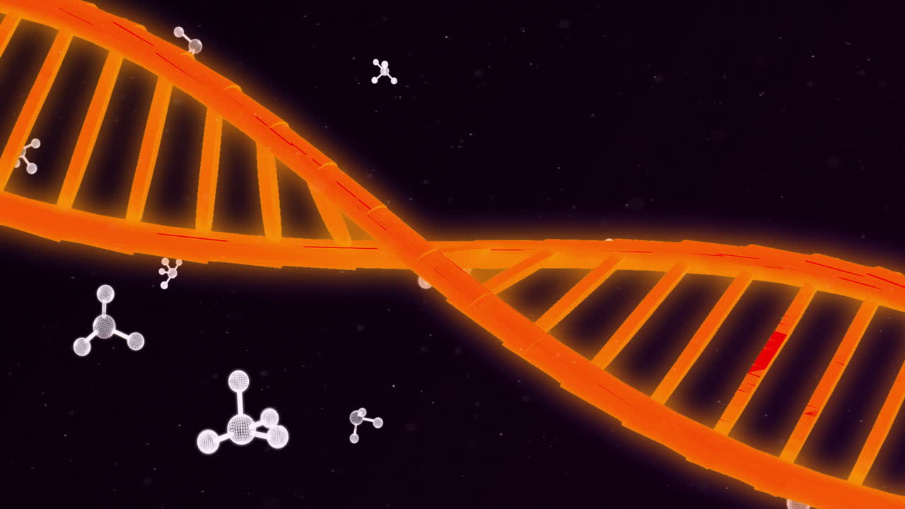 Animation of dna strand over molecues