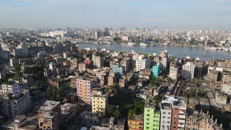 aerial flight over populous city of dhaka