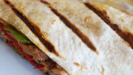 grilled tortilla wrap closeup