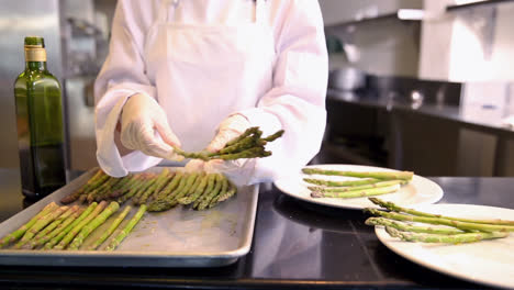 chef preparing asparagus