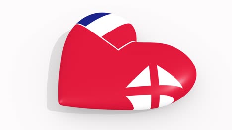 corazón en colores y símbolos de wallis y futuna sobre fondo blanco, bucle