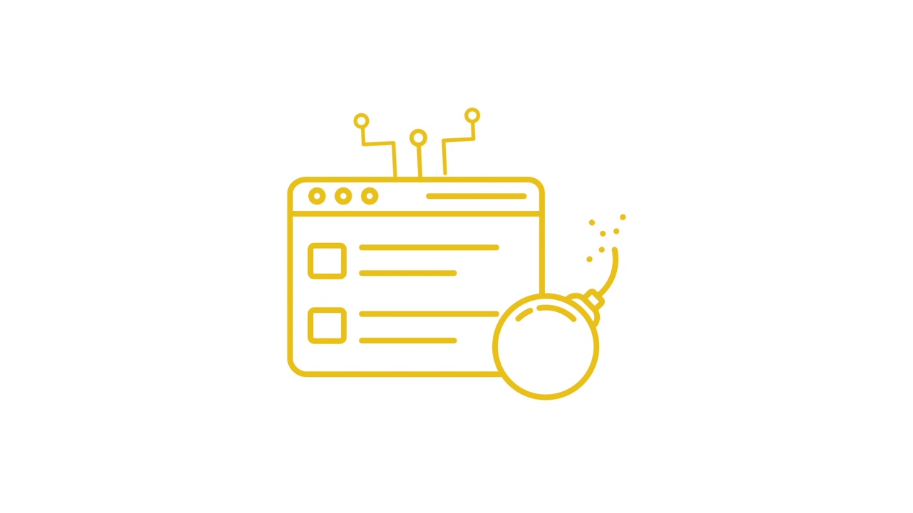 Animated Icon of Web Browser with Exploding Bomb