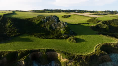 coastal landscape with rolling hills