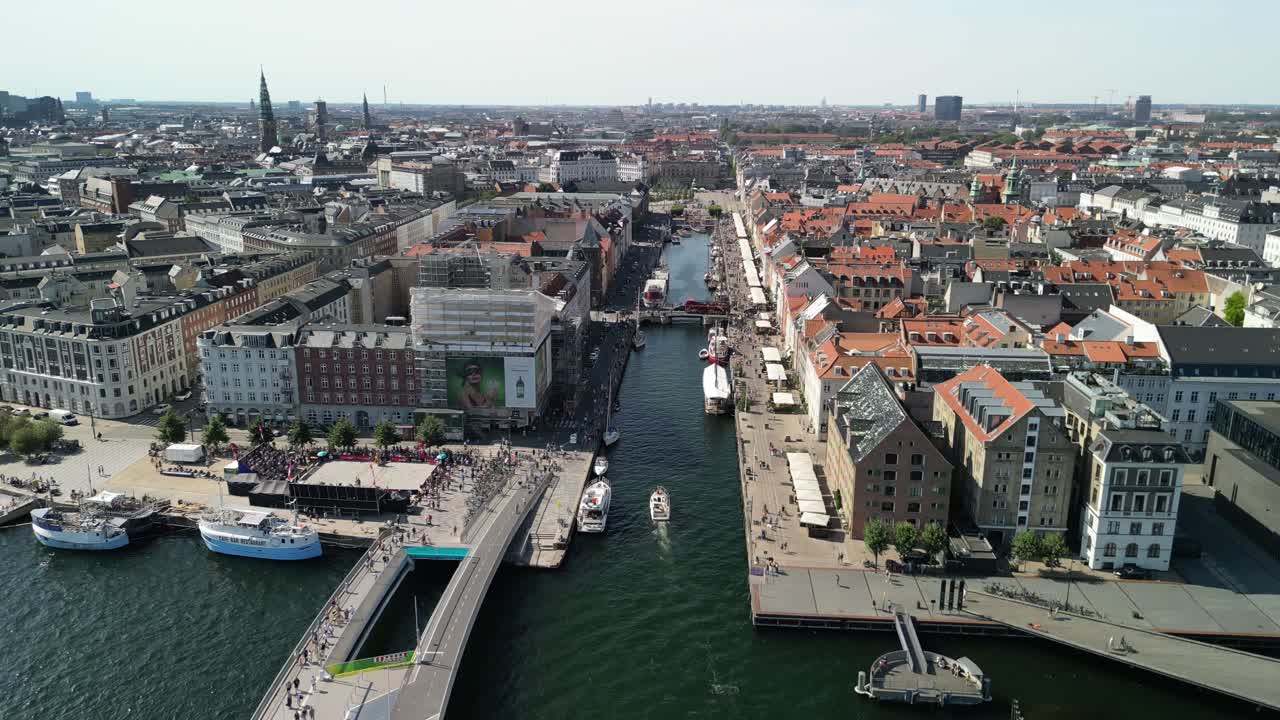 Luftfoto af Nyhavn Kanal, København, Danmark