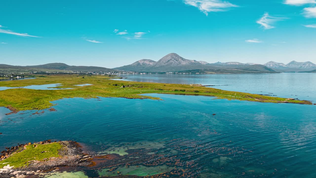 Scenic Landscape of Sea and Mountains