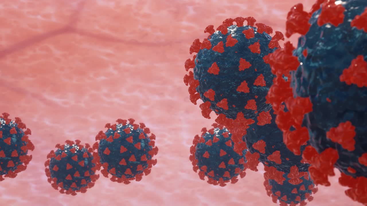 coronavirus (covid-19) animación médica. el modelo del virus es realista. los coronavirus la gripe como peligrosos casos de cepa de gripe como una pandemia. el virus del microscopio de cerca. renderizado en 3d.