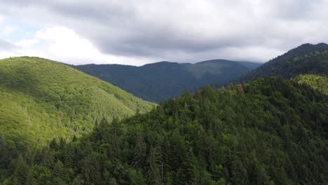 Drone-orbit-shot-of-Fagaras-Mountains,-Romania