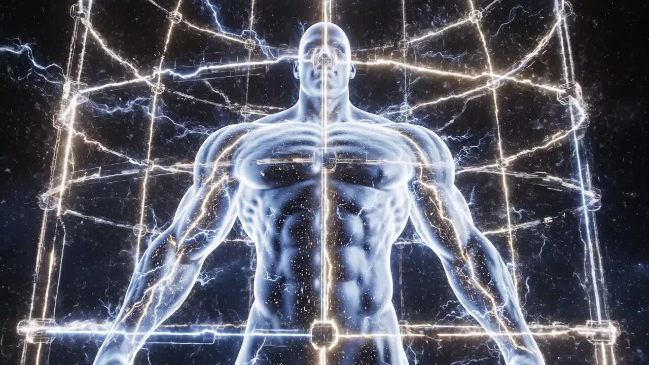 Muscular Man with Electrical Energy