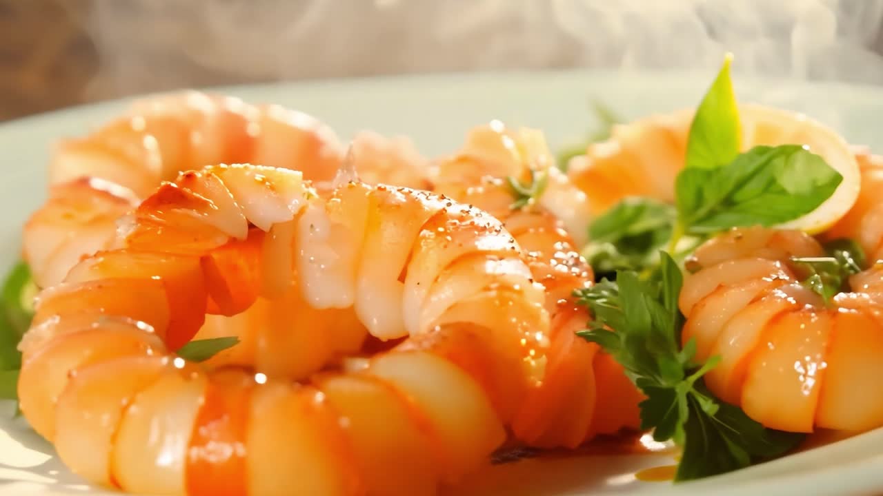 레몬 과 바질 을 들인 그릴 로 만든 새우 스피어