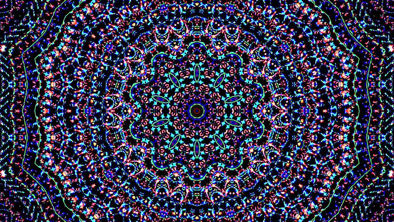 hermoso caleidoscopio abstracto que brilla, una luz radiante que regula los movimientos sutiles