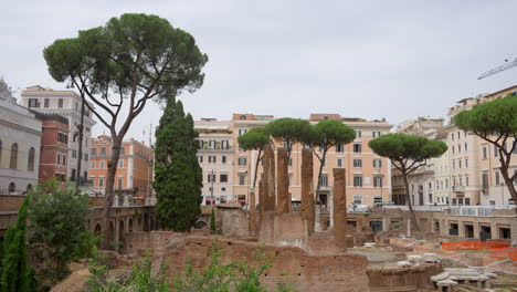 ancient roman ruins in piazza dei concordi, rome, italy