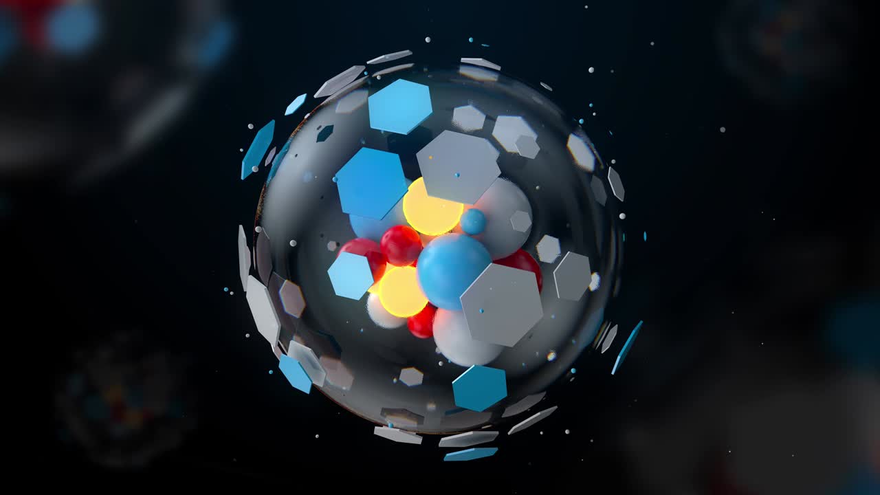 3d 렌더링은 고 반사적인 구를 가진 추상적인 유리 그림입니다.