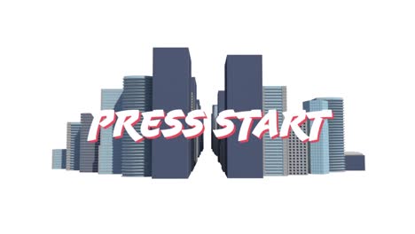 Animation-of-press-start-over-digital-modern-city