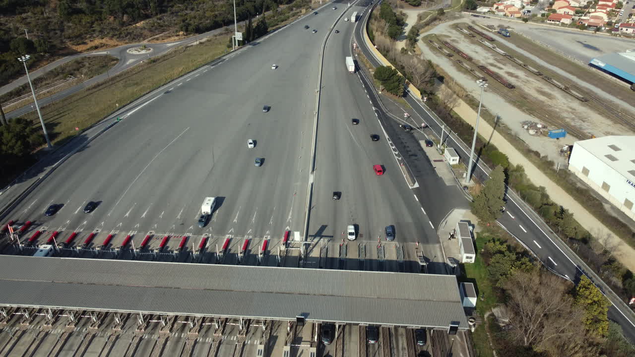 Highway Toll Plaza Aerial View