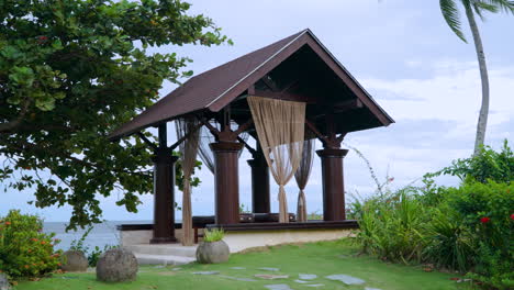 beachfront shed for romantic couple outdoor massage at the shangri-la mactan resort and spa in cebu, philippines