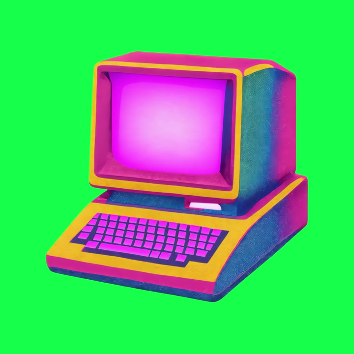 3D Rendered Retro Computer with Glowing Screen Animation