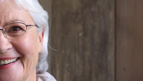 closeup of a laughing senior woman