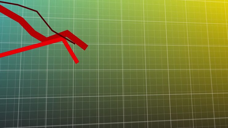Animation of falling graphs over grid pattern against gradient background