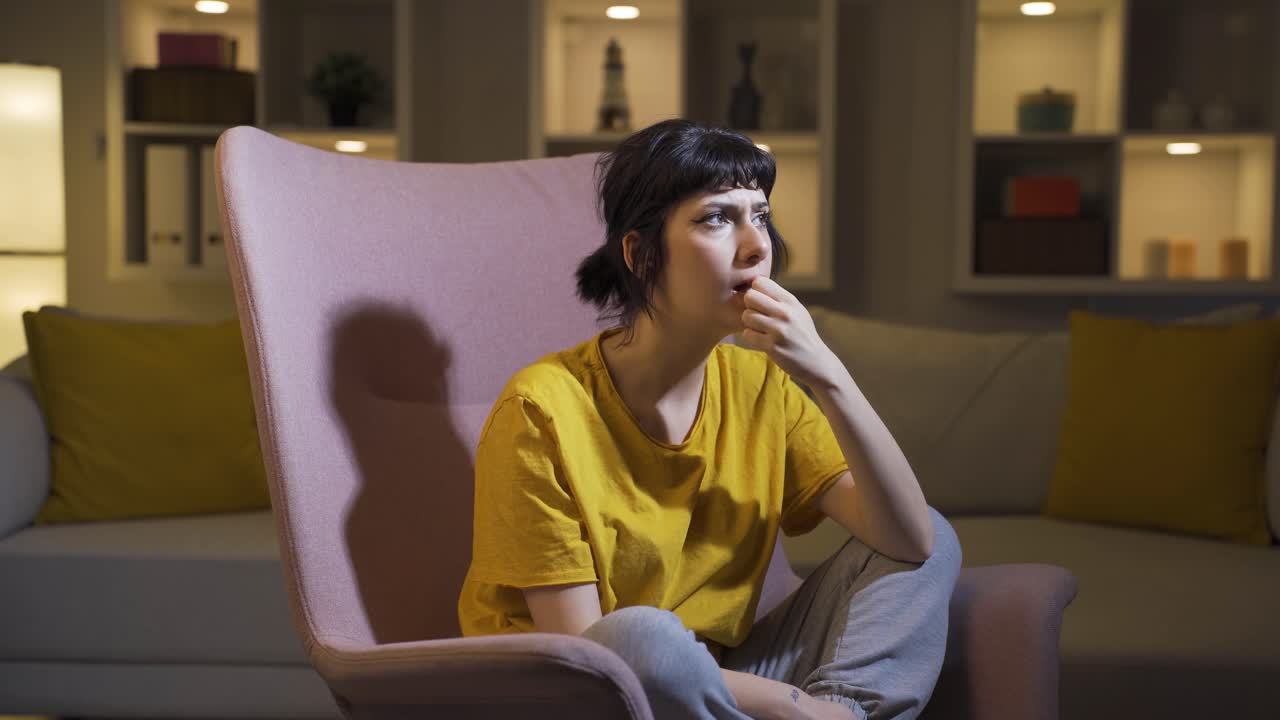 Psychologically disturbed thoughtful nervous.