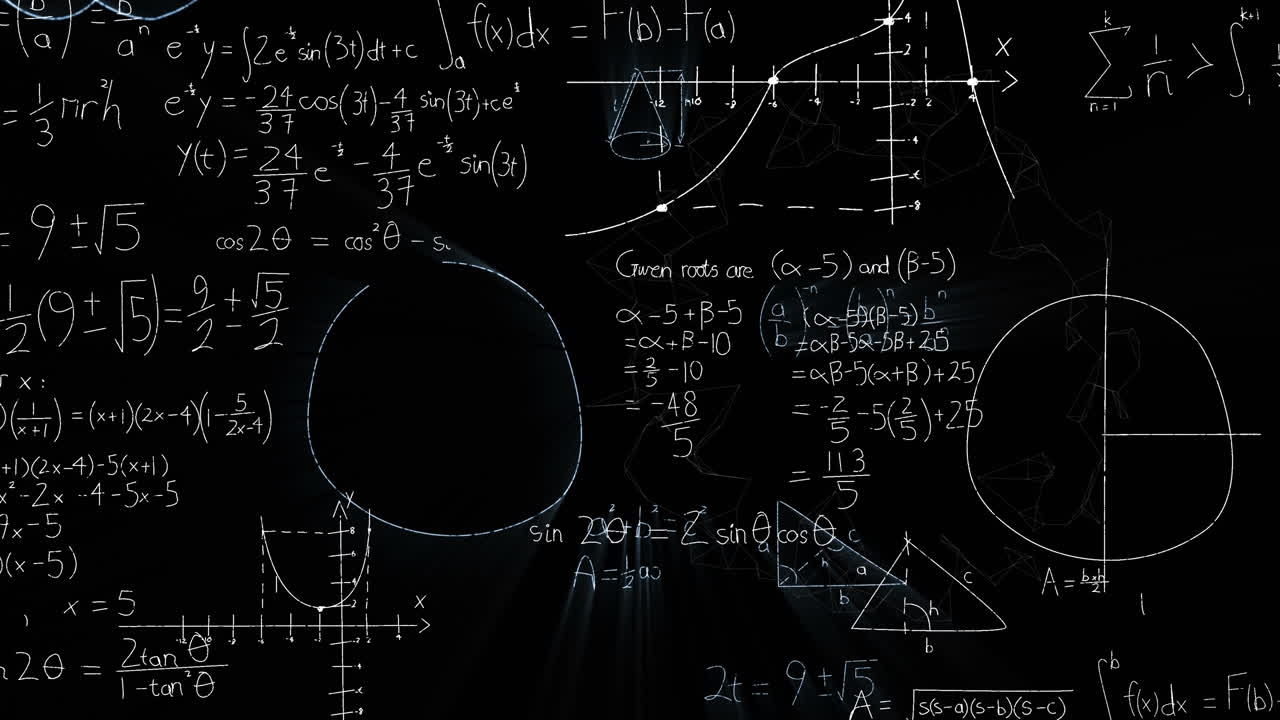 animación de fórmulas matemáticas sobre un fondo negro