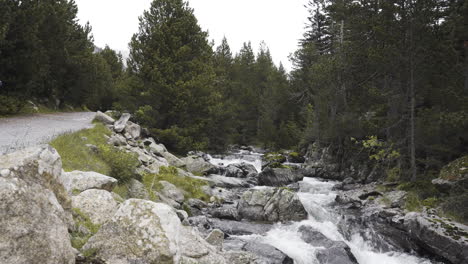 scenic landscape of aigüestortes national park in the catalan pyrenees spain, stream of water