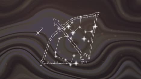 Animation-of-sagittarius-star-sign-with-glowing-stars-over-pattern