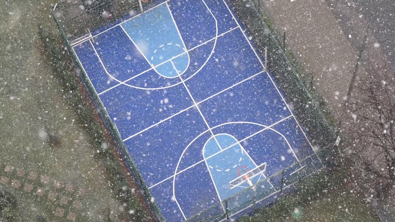 Basketball Court in the Snow