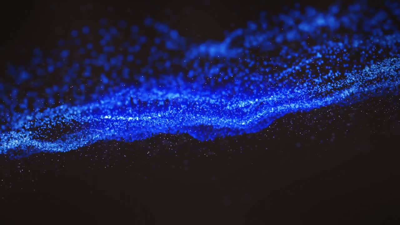 검은 바탕에 있는 점들의 파란색 파동의 애니메이션