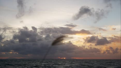 sea wave and clouds in sunset light