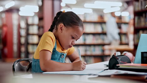 girl studying in a library