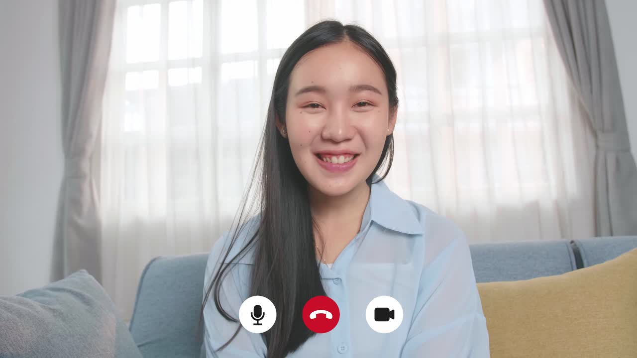 Asian Woman Talking To Camera In Home Living Room, Video In 4K