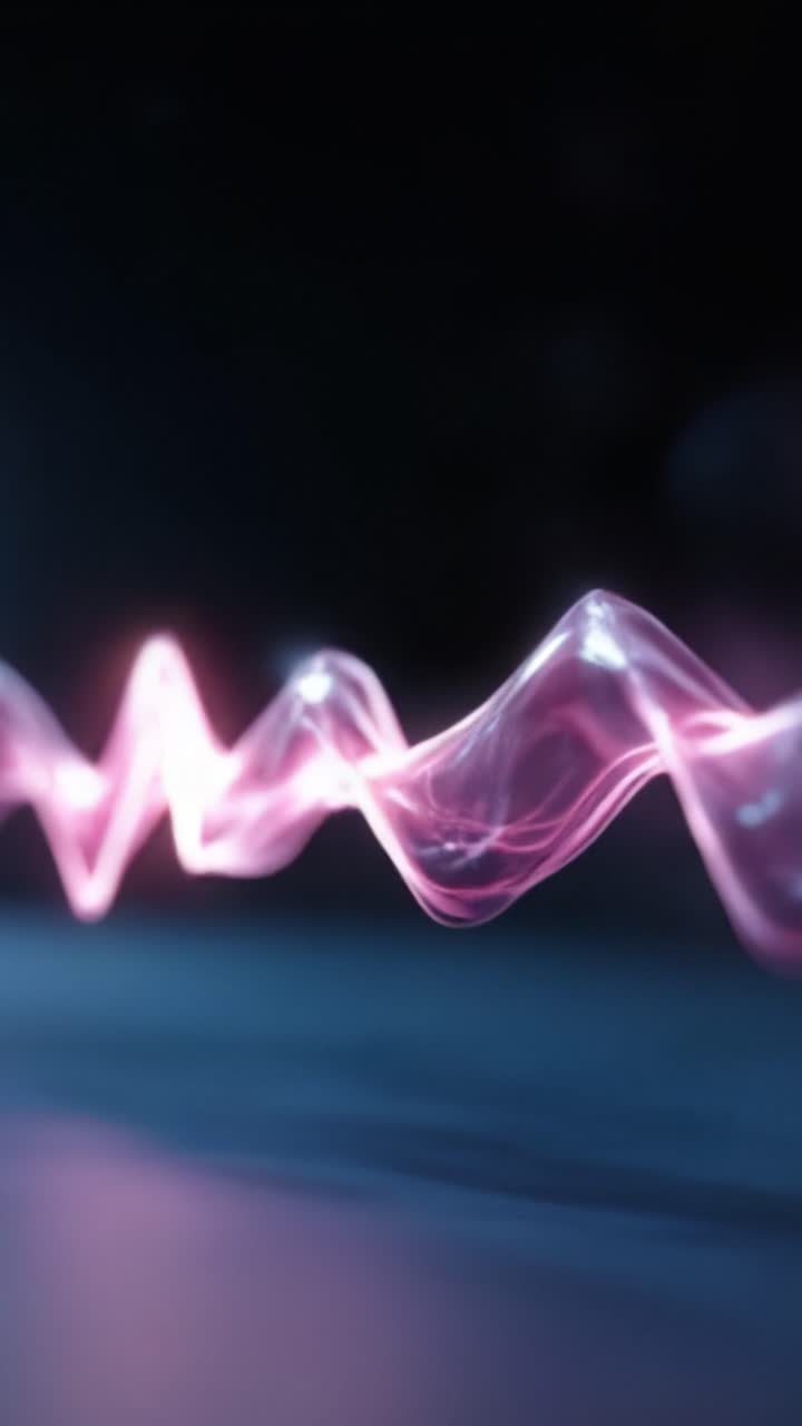 Captivating Visualization of Sound Waves Emanating in a Serene Light Show, Highlighting the Fluid Dynamics and Vibrant Energy of Sonic Frequencies