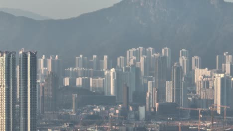 4k aerial view footage of hong kong city in sunset