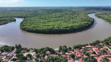 riverside city at araioses in maranhao brazil. largest river delta. coastal cityscape. riverside city at maranhao. riverside scenery. nature background. travel destination. brazil northeast