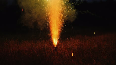 fireworks on the dry grass dangerous behavior and cause of fire