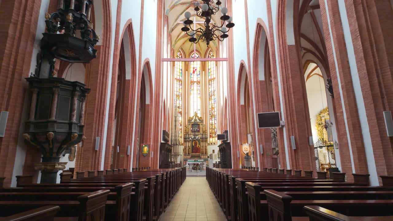 Interior of a Gothic Brick Church